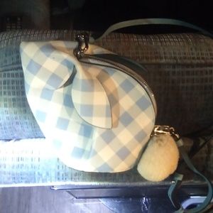 Loewe Bunny Gingham Mini Leather Shoulder Bags Blue